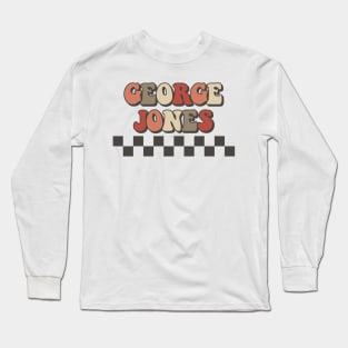 George Jones Checkered Retro Groovy Style Long Sleeve T-Shirt